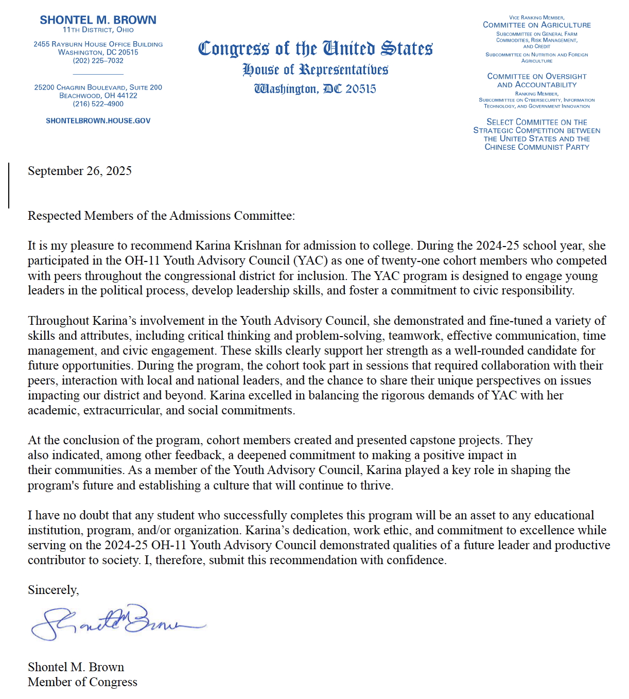 Letter of Recommendation